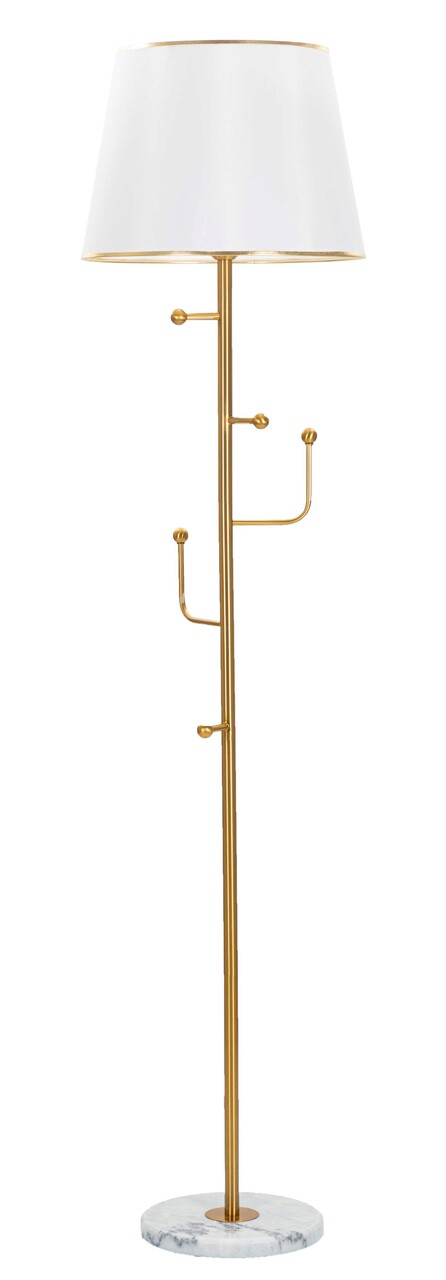 Lampadar Glam, Mauro Ferretti, Ø41 x 173 cm, 1 x E27, 40W, fier/textil, auriu/alb - imagine 7